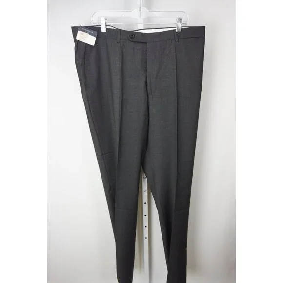 Burberry London Solid Gray S100s Wool Dress Pants Sz 58 NEW